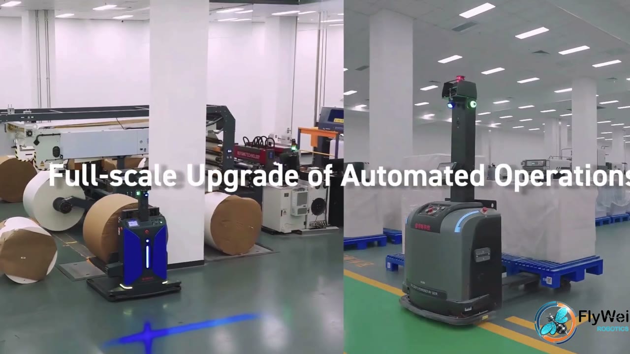 Carrello elevatore autonomo e AMR che movimentano pallet in un magazzino del Regno Unito durante un intero turno