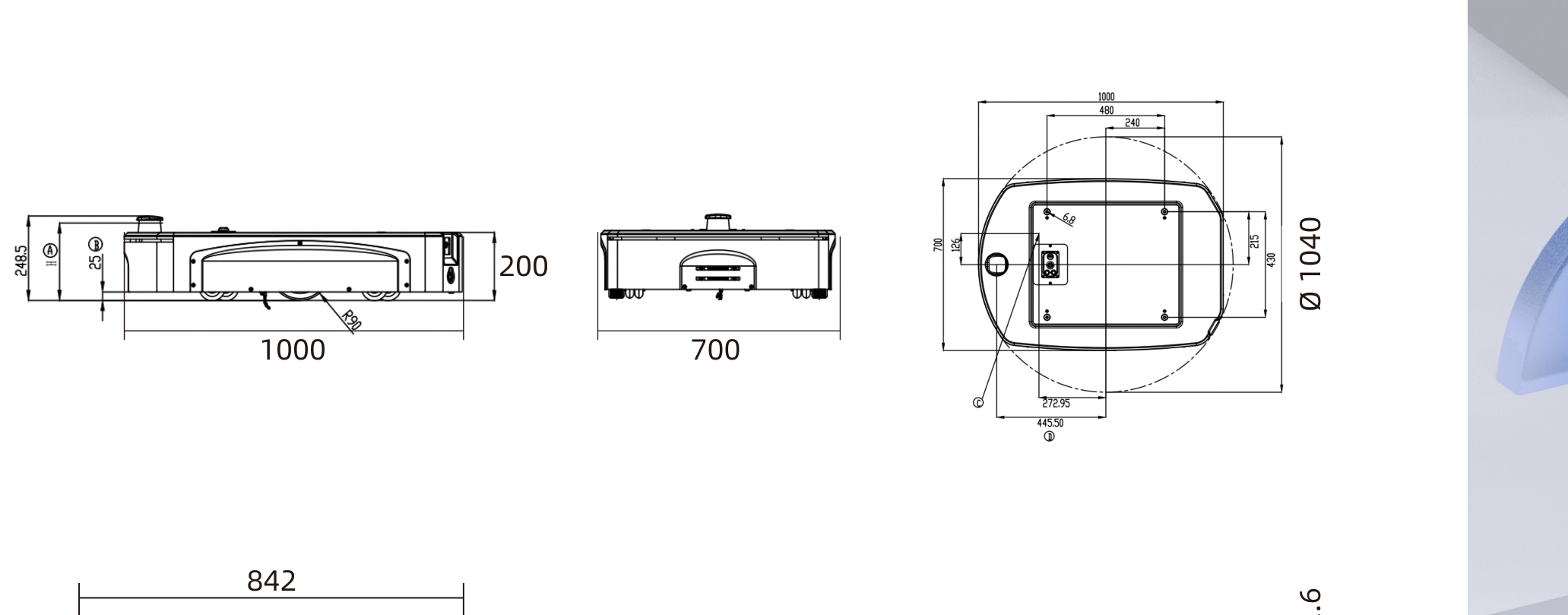AMB-300 dimensions (mm)